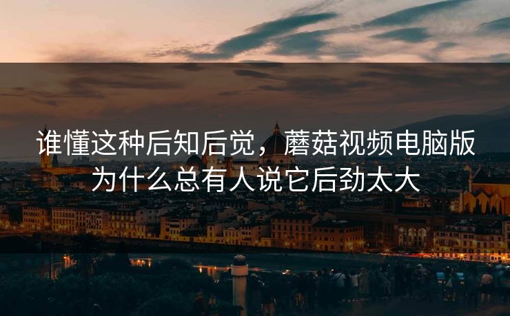 谁懂这种后知后觉，蘑菇视频电脑版为什么总有人说它后劲太大