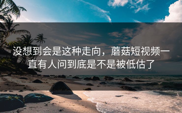没想到会是这种走向，蘑菇短视频一直有人问到底是不是被低估了