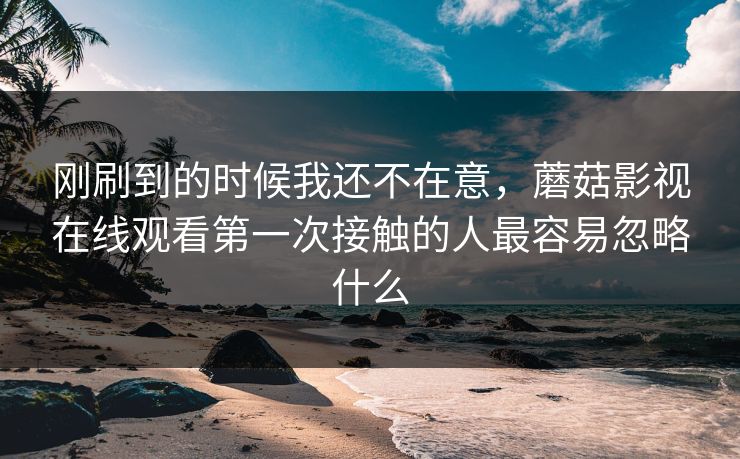 刚刷到的时候我还不在意，蘑菇影视在线观看第一次接触的人最容易忽略什么