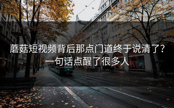 蘑菇短视频背后那点门道终于说清了？一句话点醒了很多人