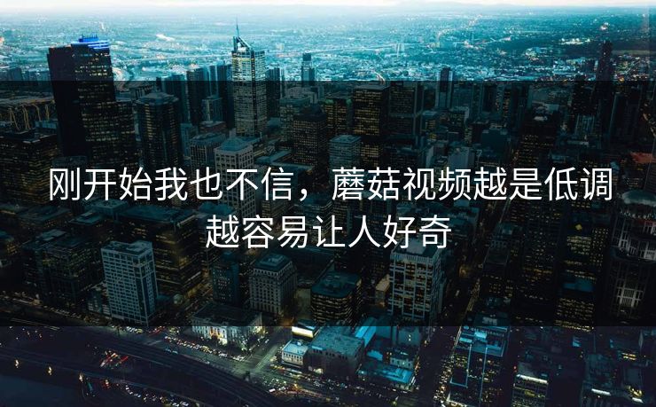 刚开始我也不信，蘑菇视频越是低调越容易让人好奇