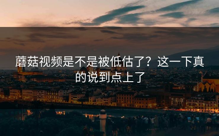 蘑菇视频是不是被低估了？这一下真的说到点上了