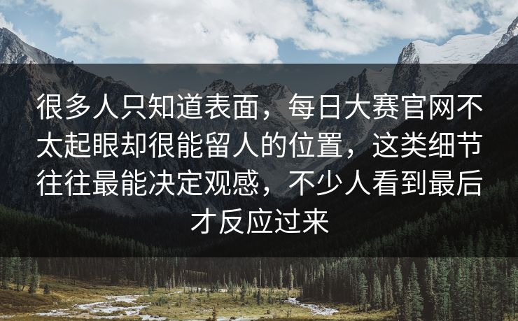 很多人只知道表面，每日大赛官网不太起眼却很能留人的位置，这类细节往往最能决定观感，不少人看到最后才反应过来