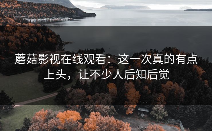 蘑菇影视在线观看:这一次真的有点上头,让不少人后知后觉 蘑菇影视在线观看:这一次真的有点上头,让不少人后知后觉