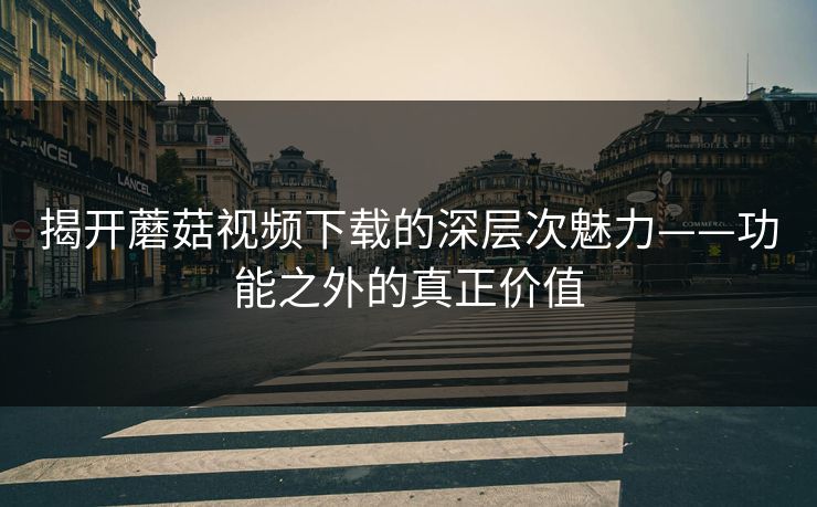 揭开蘑菇视频下载的深层次魅力——功能之外的真正价值 揭开蘑菇视频下载的深层次魅力——功能之外的真正价值