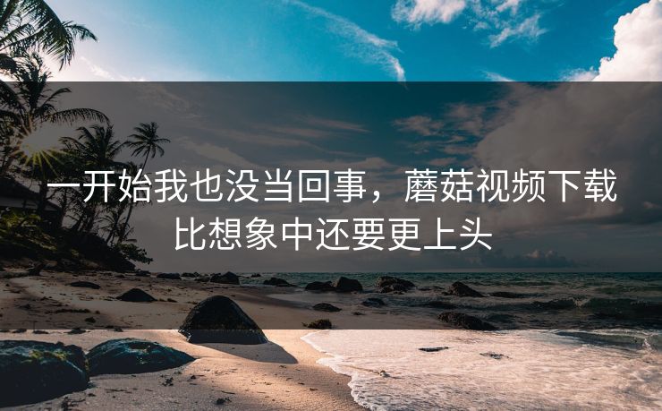 一开始我也没当回事，蘑菇视频下载比想象中还要更上头